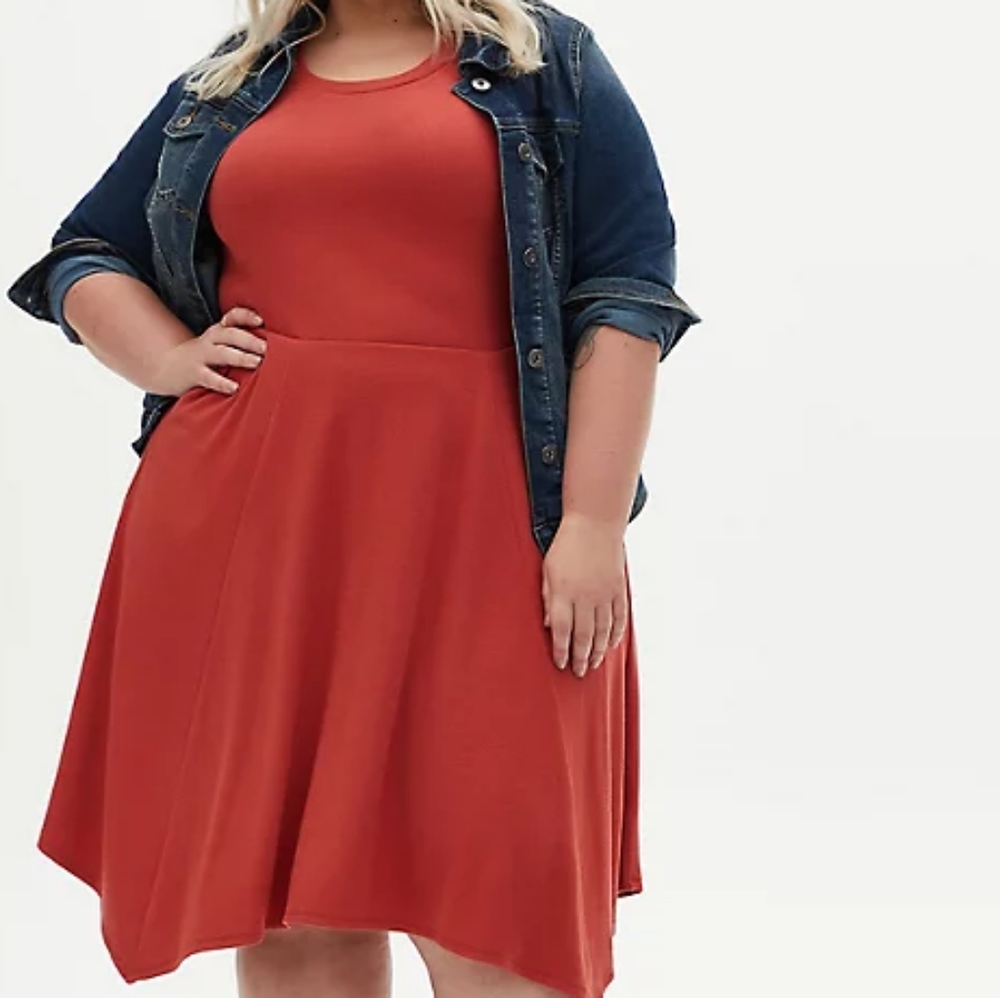 Torrid Rib Knit Handkerchief Skater Dress 00X